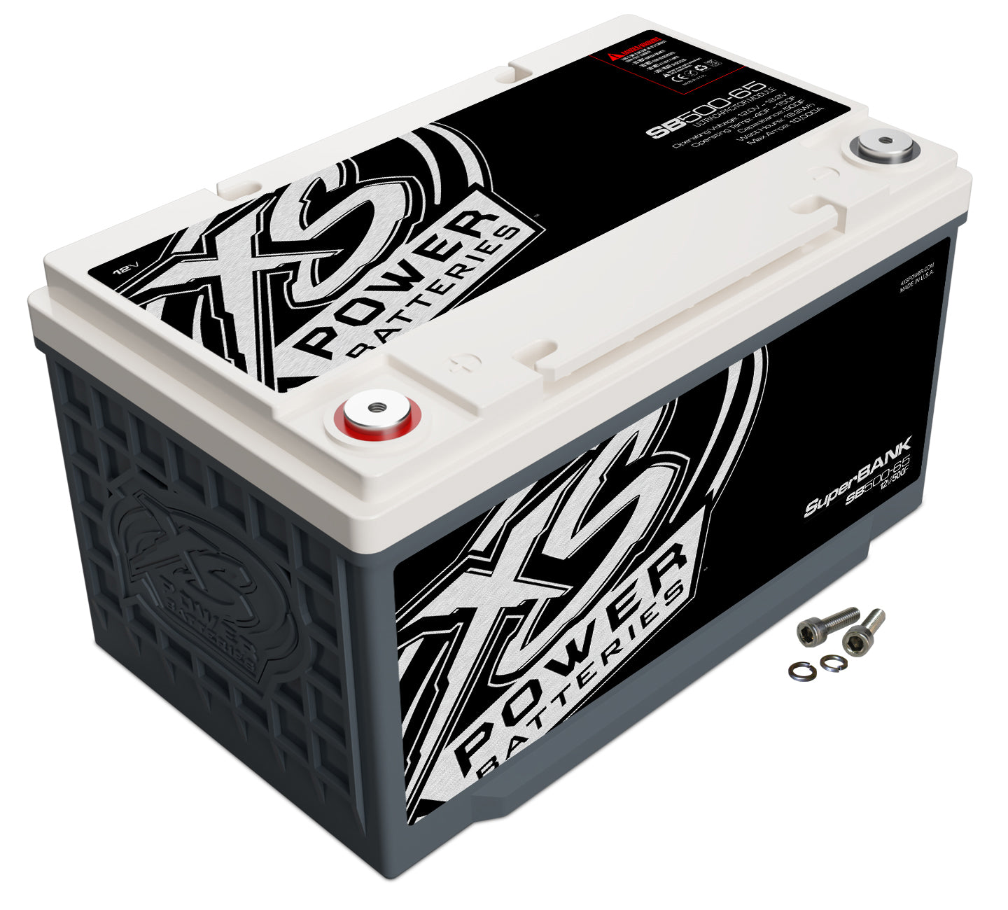XS Power Battery SB500-65 12V Super Capacitor Bank, 500 Farads, 4000 Watts, Threaded and Top Terminals