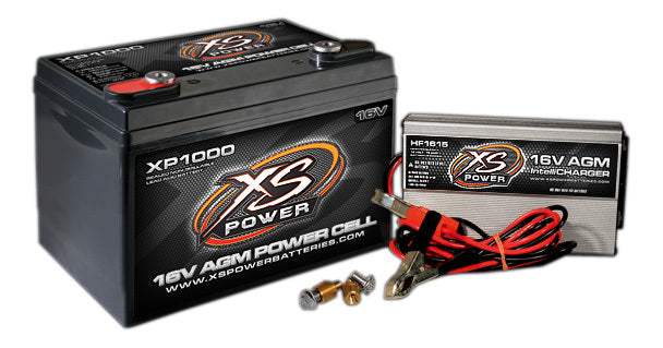 XS Power Battery XP1000CK1 AGM 16V Battery and Charger Combo Kit with Threaded Terminals