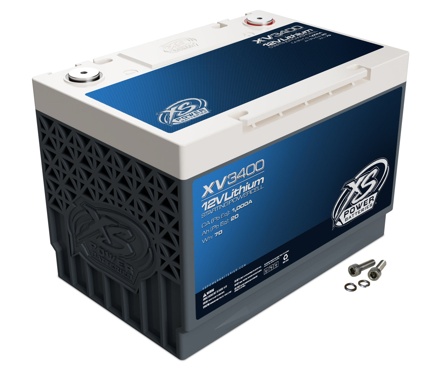 XS Power Battery XV3400 Lithium Titan8 XV Series 12V Battery with 1000 Cranking Amps and Threaded Terminals