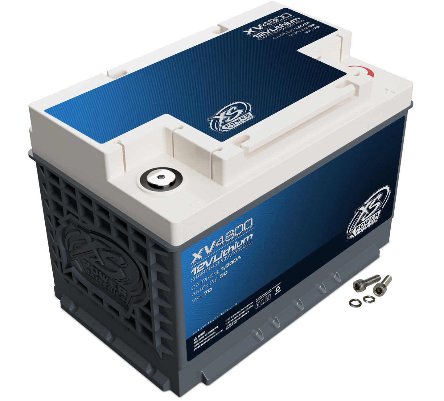XS Power Battery Lithium Titan8 XV Series 12V Battery with 1000 Cranking Amps and Threaded Terminals